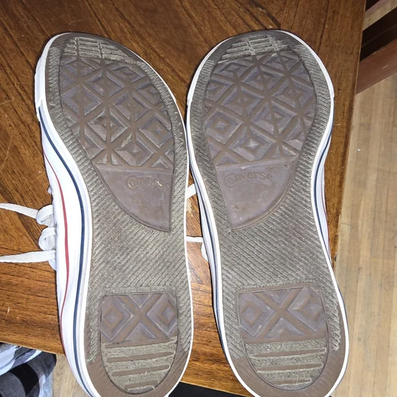 Converse White Canvas Sneakers with Rubber Toe Cap - Picture 7 of 8